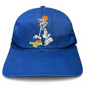 Vintage 1996 Space Jam Bugs Bunny Movie Promo Snap Back Hat Blue Jordan Rare